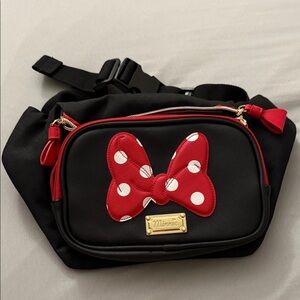 Minnie Mouse Black and Red Polka Dot Fanny Pack Bow Bag